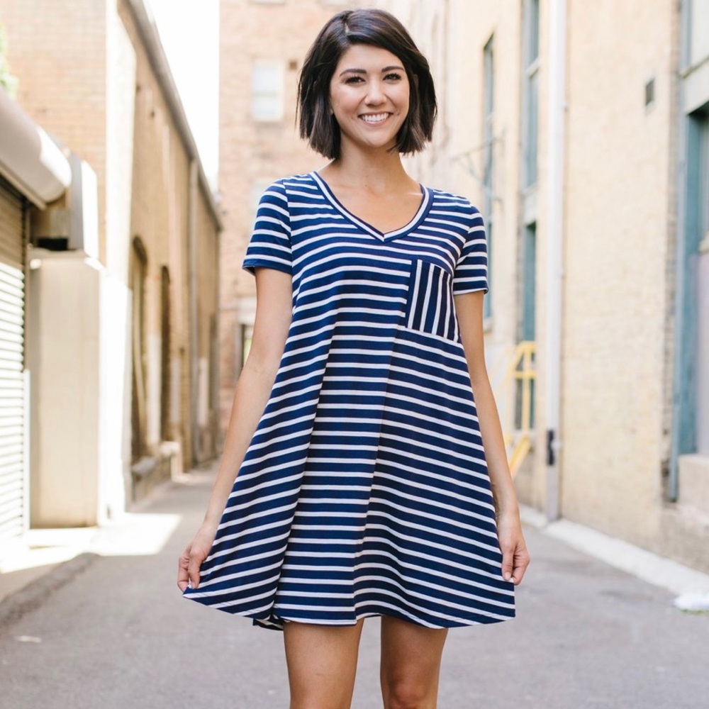 Sassy Striped T-Shirt Dress - Picture 2 of 6